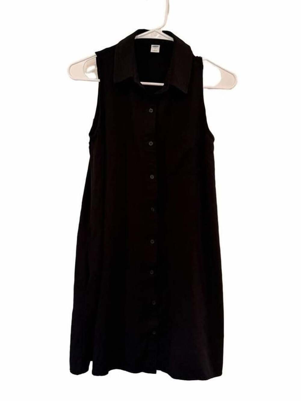 Old Navy Black Sleeveless Button-Down Shirt Dress